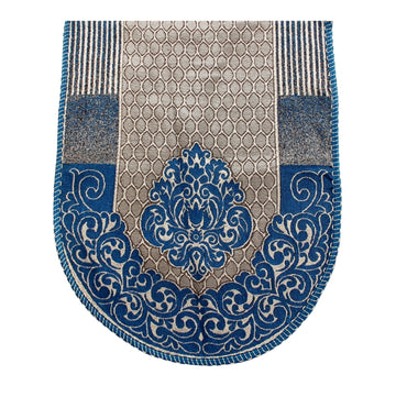 Nendle Damask Design Concept Sofa Set Covers 5 Seater with 80% Cotton & 20% Jute (Sky Blue, Pack of 6)